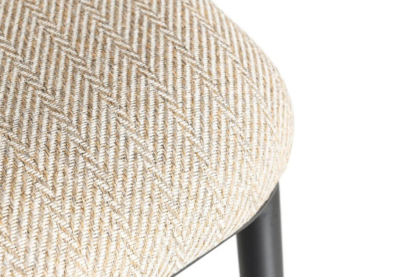 Tabouret haut en tissu et pied métal Sorren – Élégance et confort