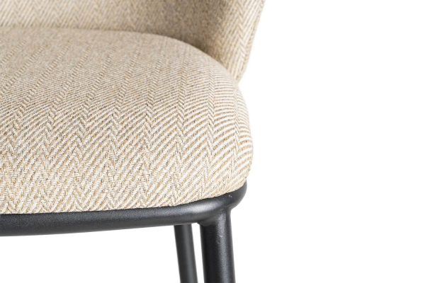 Tabouret haut en tissu et pied métal Sorren – Élégance et confort