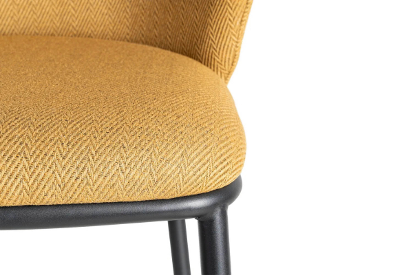 Tabouret haut en tissu et pied métal Sorren – Élégance et confort