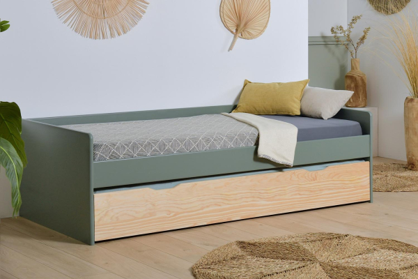 Lit gigogne banquette en pin massif sans nœud Nina