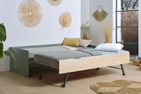 Lit gigogne banquette en pin massif sans nœud Nina