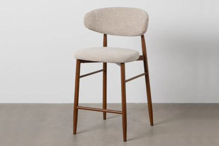Tabouret haut 65 cm en tissu et pieds métal Milo – Confort et design