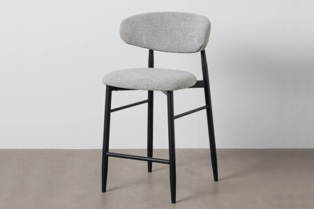 Tabouret haut 65 cm en tissu et pieds métal Milo – Confort et design