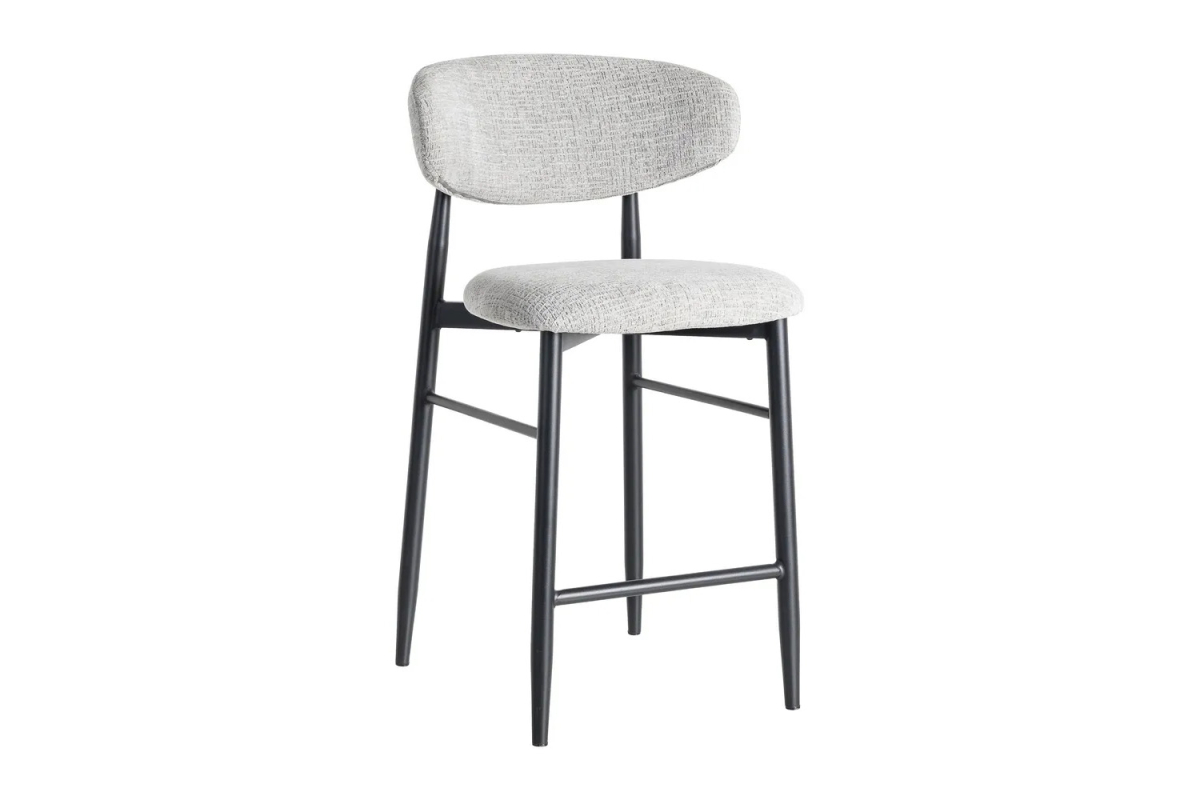 Tabouret haut 65 cm en tissu et pieds métal Milo – Confort et design