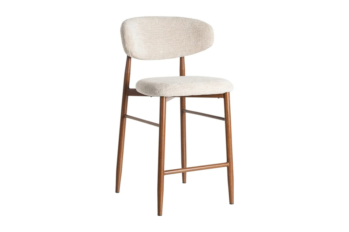 Tabouret haut 65 cm en tissu et pieds métal Milo – Confort et design