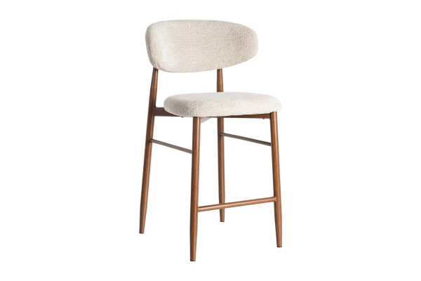 Tabouret haut 65 cm en tissu et pieds métal Milo – Confort et design
