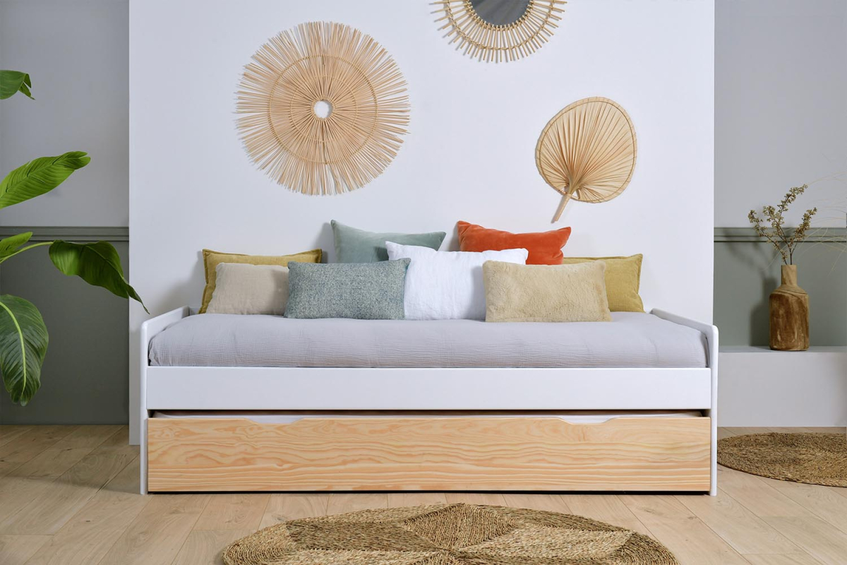 Lit gigogne banquette en pin massif sans nœud Nina