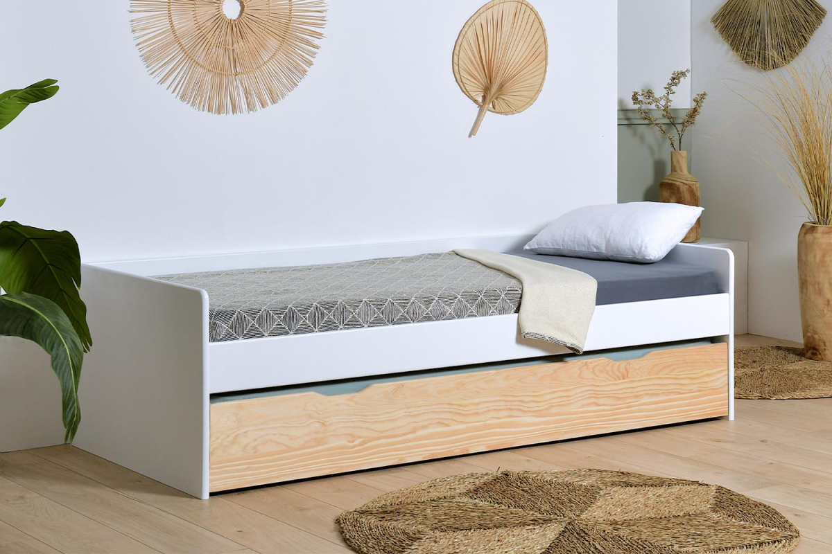 Lit gigogne banquette en pin massif sans nœud Nina