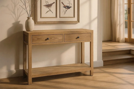 Console 2 tiroirs en bois massif Lior – Style et rangement discret