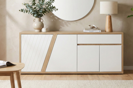 Buffet en bois 4 portes 1 tiroir, robuste et fabriqué en France