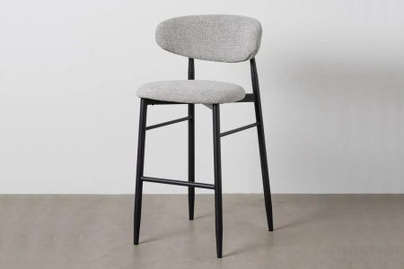 Tabouret haut 75 cm en tissu et pieds métal Milo – Design moderne