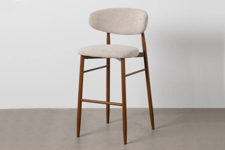 Tabouret haut 75 cm en tissu et pieds métal Milo – Design moderne