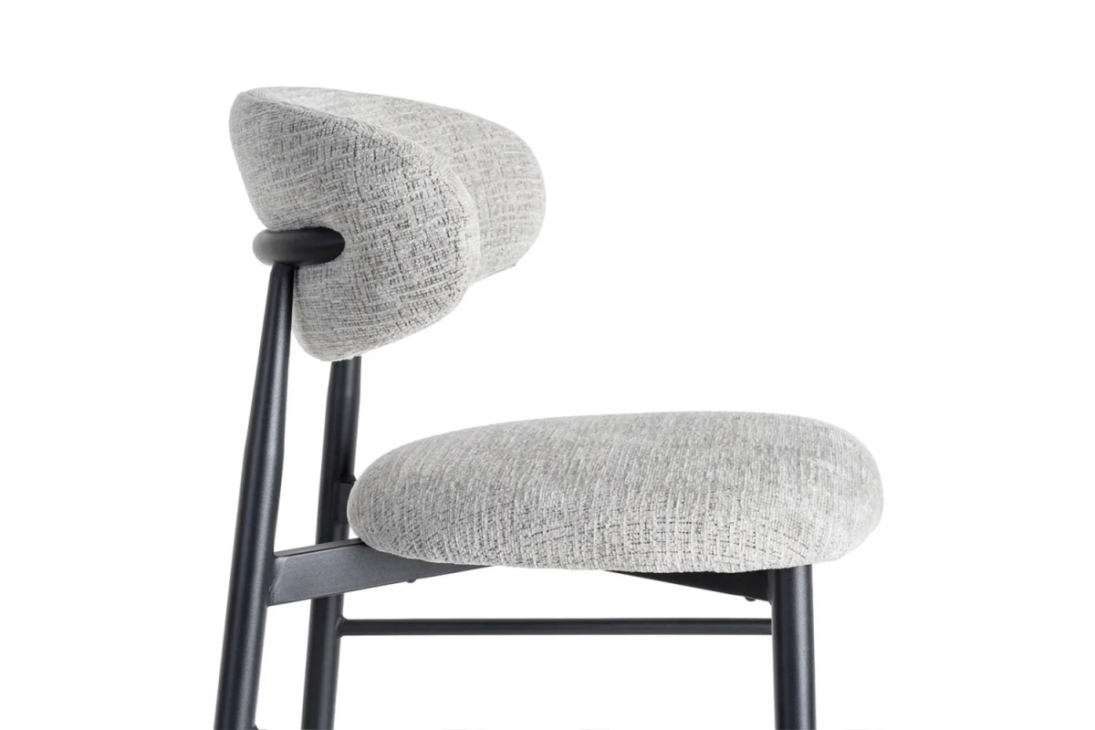 Tabouret haut 75 cm en tissu et pieds métal Milo – Design moderne