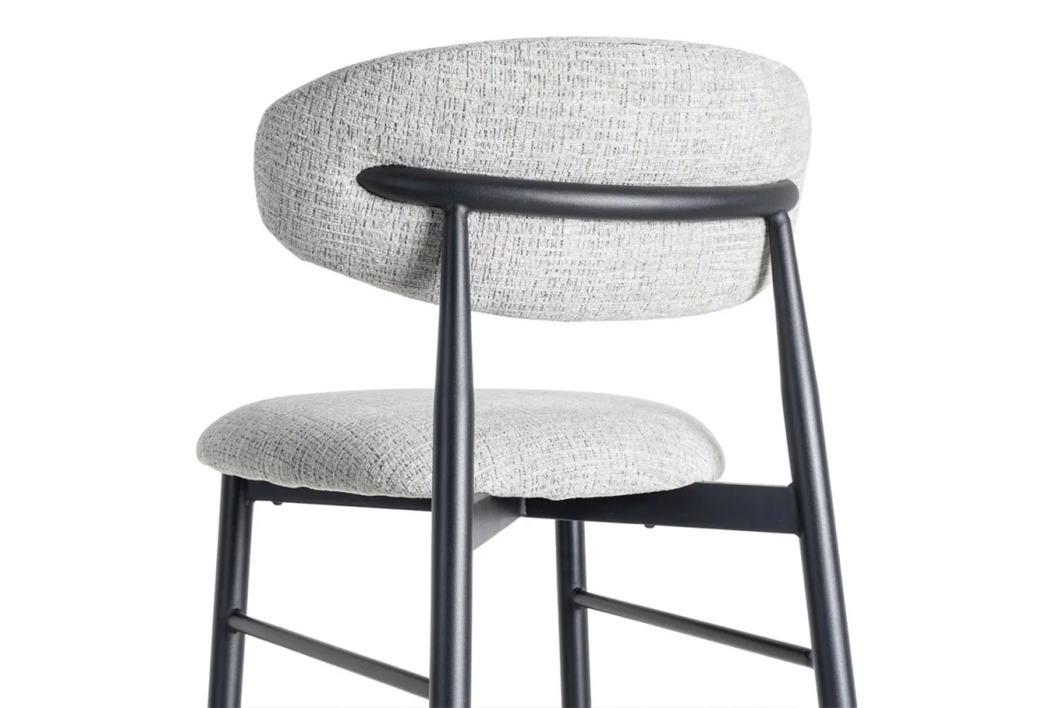 Tabouret haut 75 cm en tissu et pieds métal Milo – Design moderne