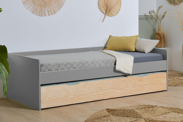 Lit gigogne banquette en pin massif sans nœud Nina