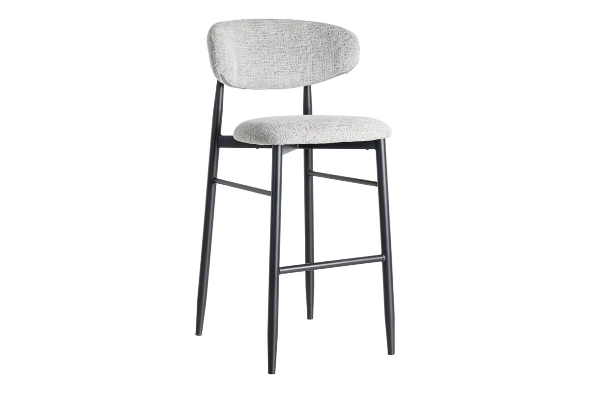 Tabouret haut 75 cm en tissu et pieds métal Milo – Design moderne