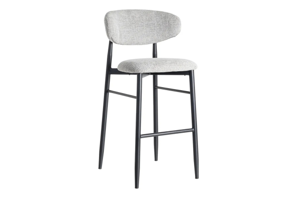 Tabouret haut 75 cm en tissu et pieds métal Milo – Design moderne