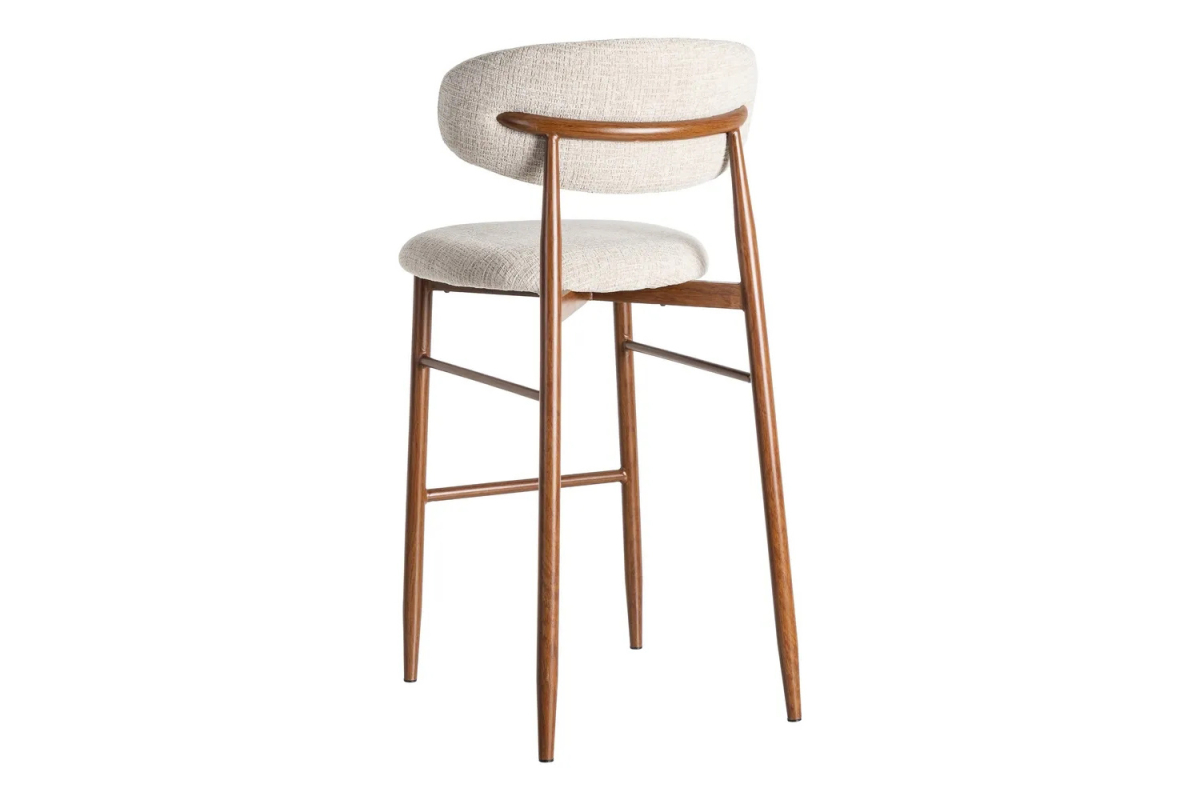 Tabouret haut 75 cm en tissu et pieds métal Milo – Design moderne