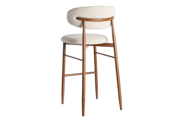 Tabouret haut 75 cm en tissu et pieds métal Milo – Design moderne