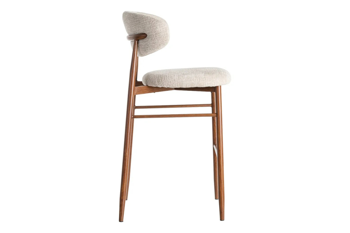 Tabouret haut 75 cm en tissu et pieds métal Milo – Design moderne
