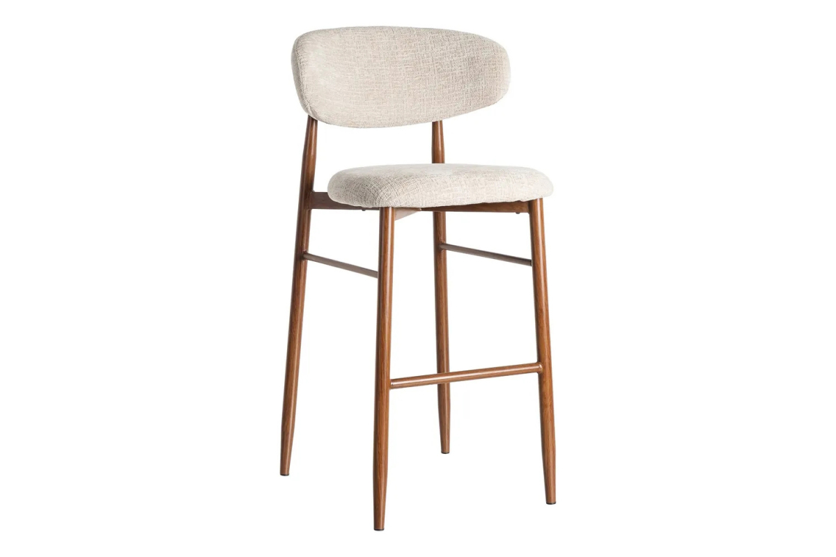 Tabouret haut 75 cm en tissu et pieds métal Milo – Design moderne