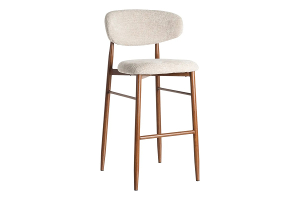Tabouret haut 75 cm en tissu et pieds métal Milo – Design moderne
