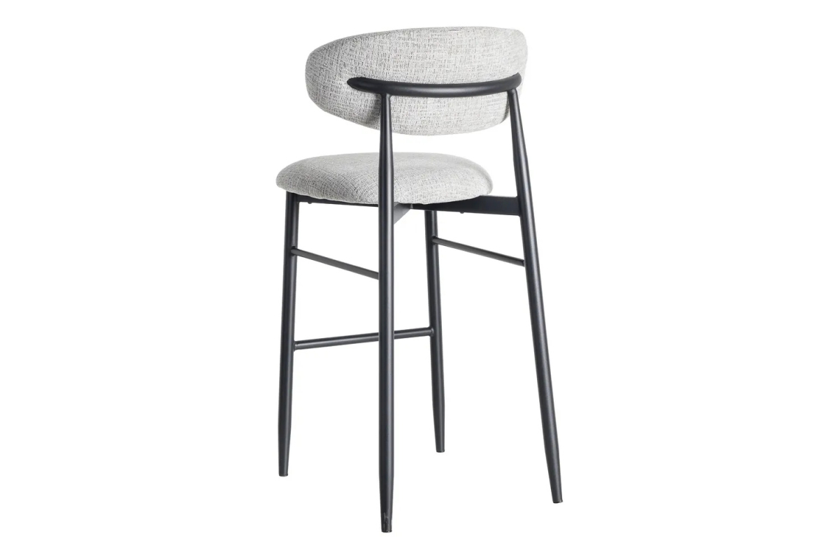 Tabouret haut 75 cm en tissu et pieds métal Milo – Design moderne