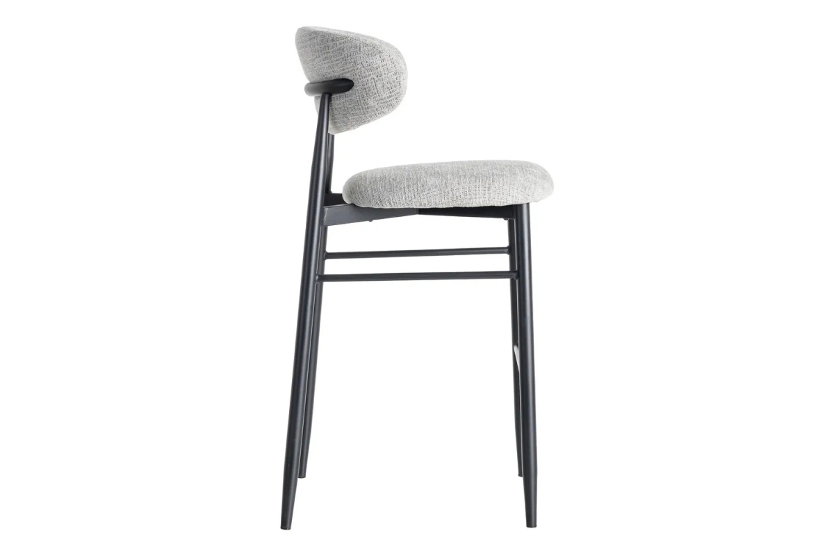 Tabouret haut 75 cm en tissu et pieds métal Milo – Design moderne