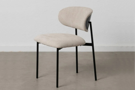 Chaise en tissu avec dossier bois et pieds métal Livia