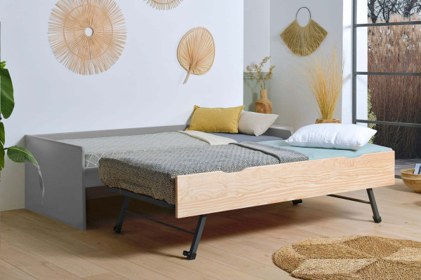 Lit gigogne banquette en pin massif sans nœud Nina