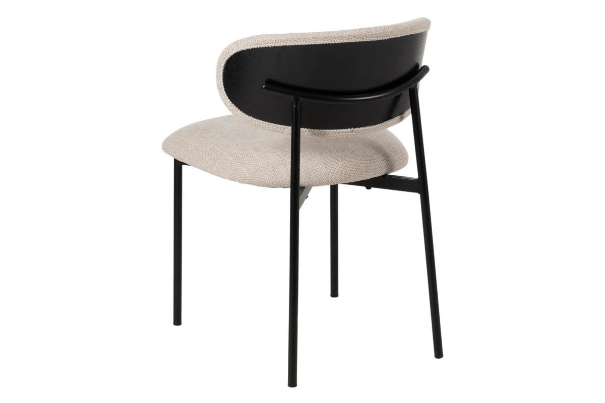 Chaise en tissu avec dossier bois et pieds métal Livia