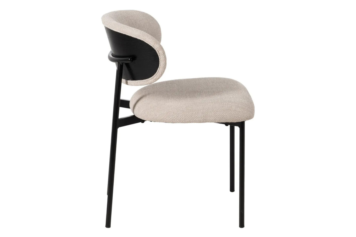 Chaise en tissu avec dossier bois et pieds métal Livia