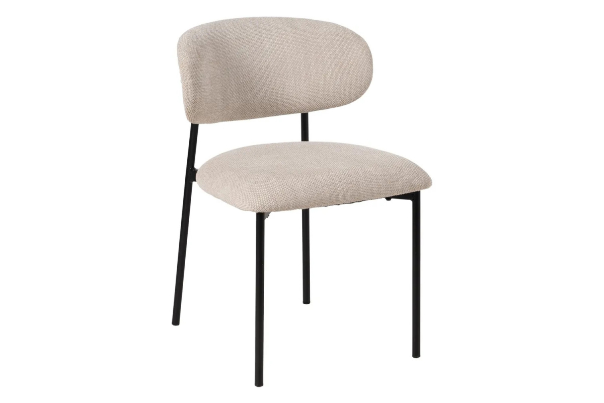Chaise en tissu avec dossier bois et pieds métal Livia