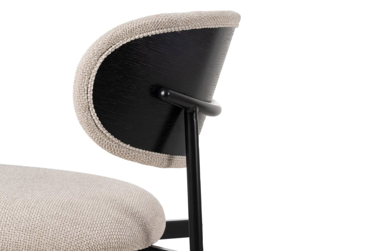 Chaise en tissu avec dossier bois et pieds métal Livia