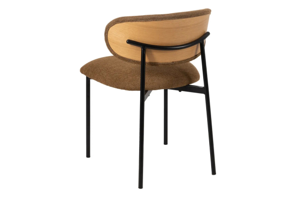 Chaise en tissu avec dossier bois et pieds métal Livia