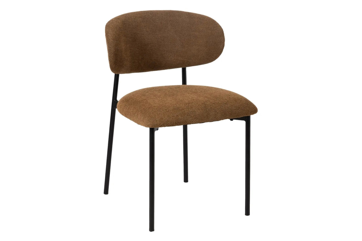 Chaise en tissu avec dossier bois et pieds métal Livia