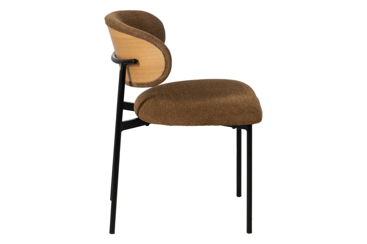 Chaise en tissu avec dossier bois et pieds métal Livia