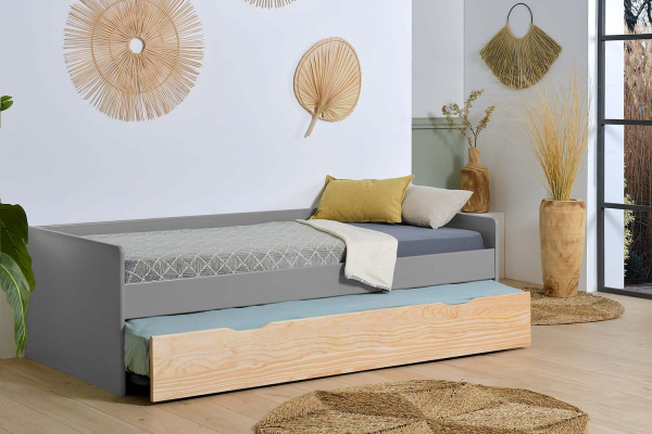 Lit gigogne banquette en pin massif sans nœud Nina