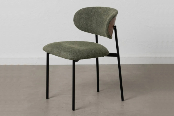 Chaise en tissu avec dossier bois et pieds métal Livia
