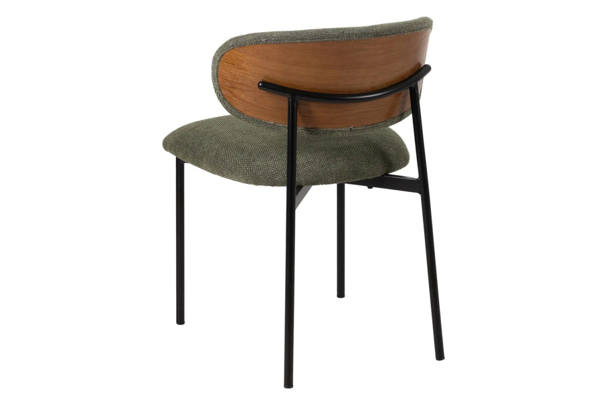 Chaise en tissu avec dossier bois et pieds métal Livia
