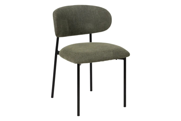 Chaise en tissu avec dossier bois et pieds métal Livia