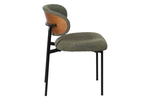 Chaise en tissu avec dossier bois et pieds métal Livia