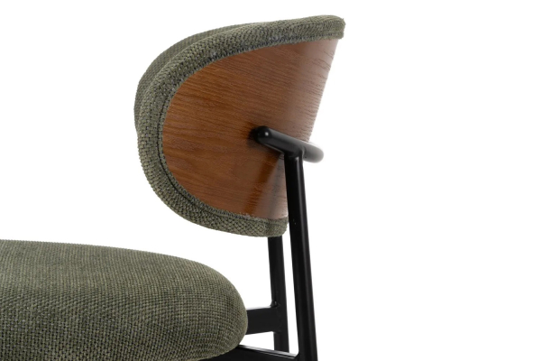 Chaise en tissu avec dossier bois et pieds métal Livia