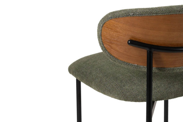 Chaise en tissu avec dossier bois et pieds métal Livia