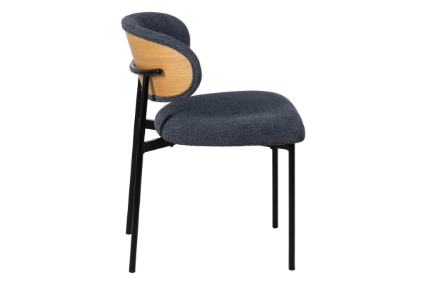 Chaise en tissu avec dossier bois et pieds métal Livia