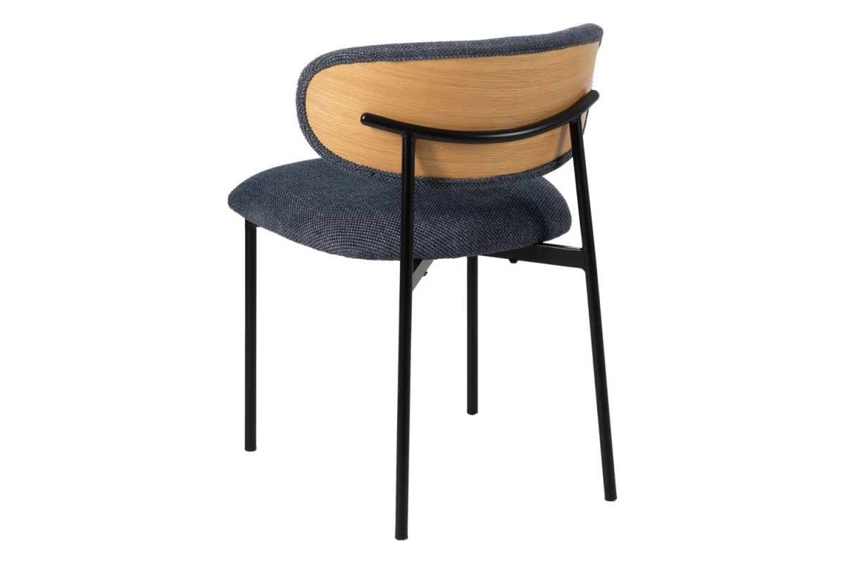 Chaise en tissu avec dossier bois et pieds métal Livia