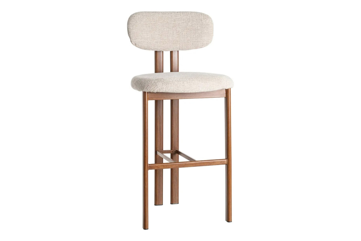 Tabouret haut 75 cm Maïa en tissu et pieds métal – Design