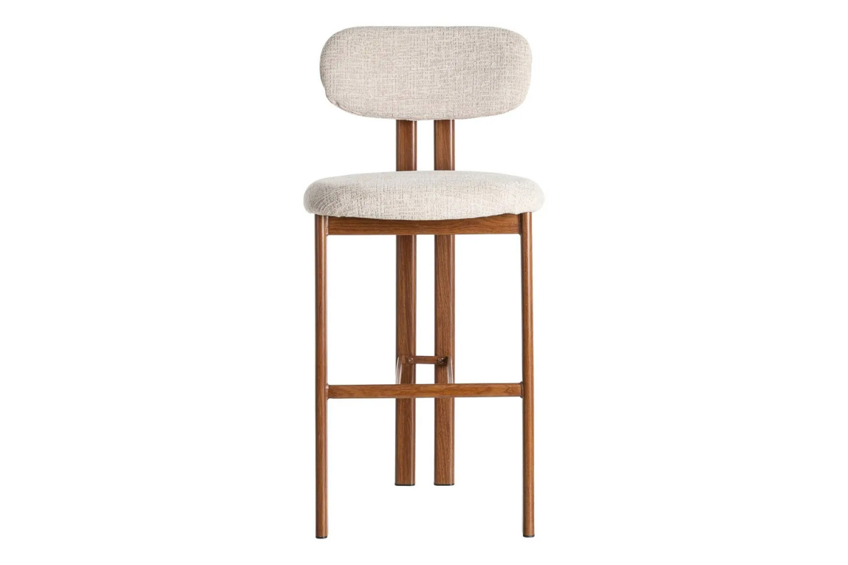 Tabouret haut 75 cm Maïa en tissu et pieds métal – Design