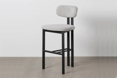 Tabouret haut 75 cm Maïa en tissu et pieds métal – Design