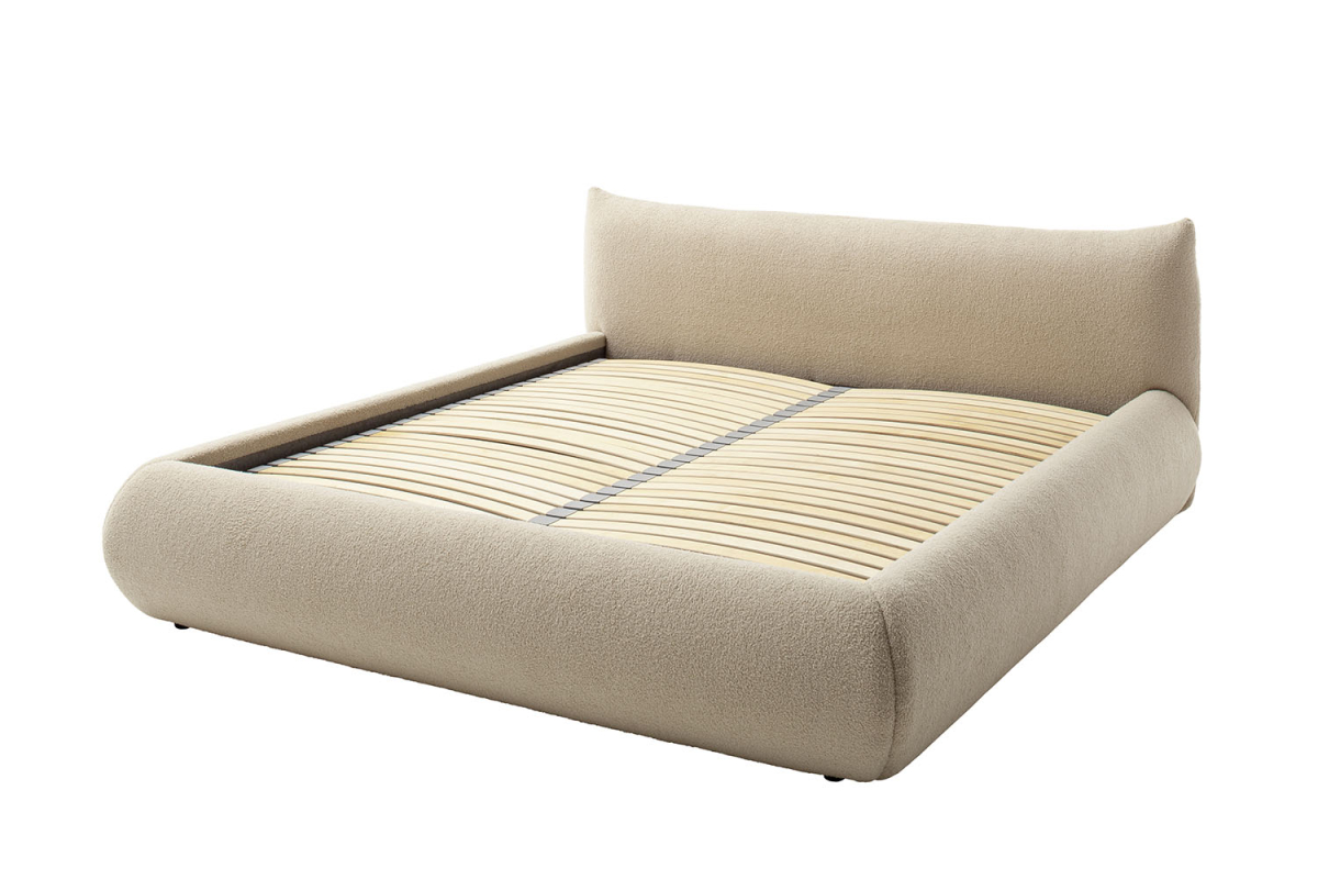 Lit coffre Livia – Lit premium avec tête de lit en tissu bouclette